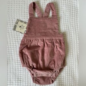 Kate Quinn stretchy corduroy overall bubble romper Woodrose